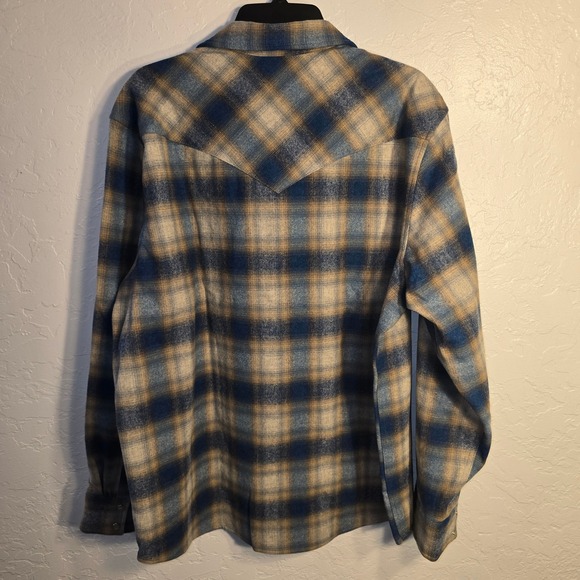 NEW Pendleton Canyon Western Shirt XL Mens Blue Plaid Umatilla Wool Pearl Snap - Picture 6 of 7